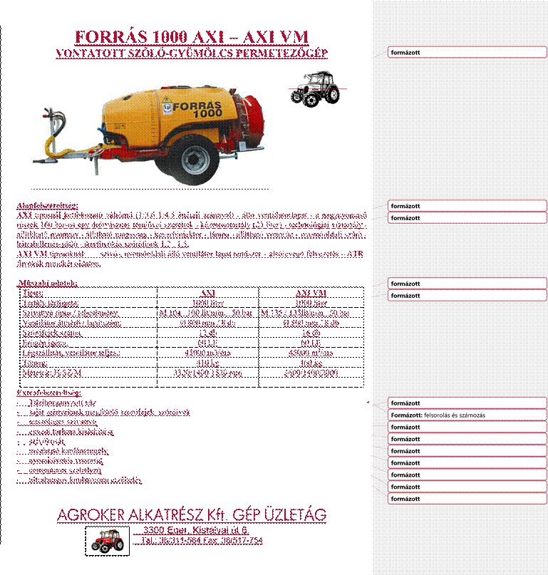 Forrás AXI vontatott axiálventillátoros permetezők (1000–2000 l)